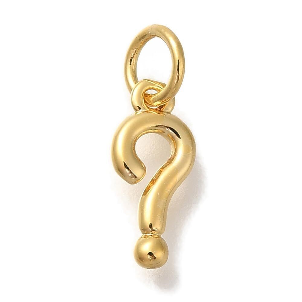 7427 10Pcs Gold Plated Question Mark Charms Brass Punctuation Book Charms